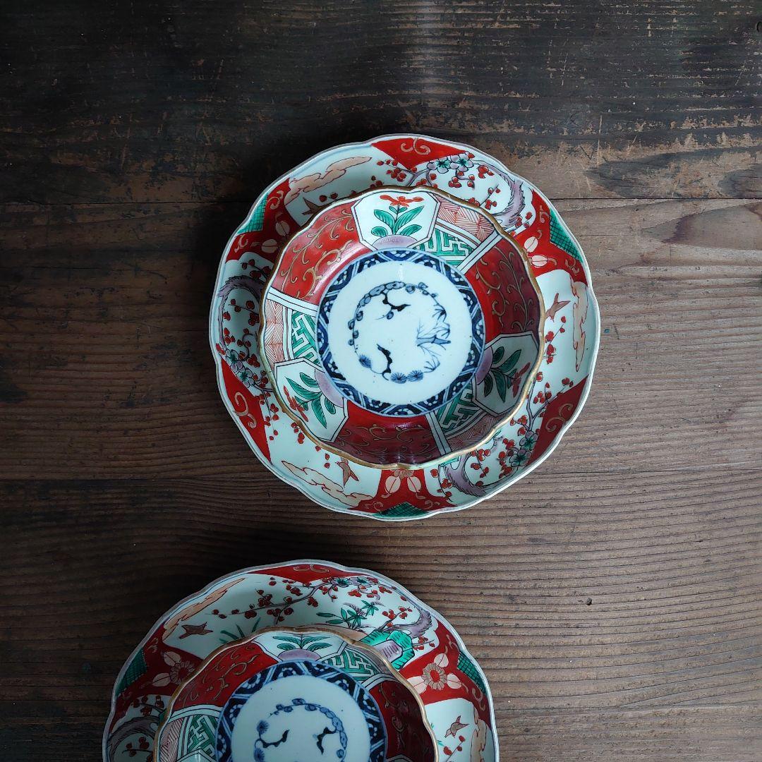 【ご成約】古伊万里 赤絵金彩 花文 なます皿と骨董の器 おまとめ
