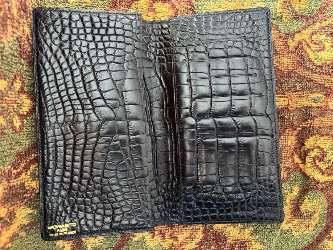 お買い得希少モラビトアリゲーターマット無双 長財布美品定価15%以下