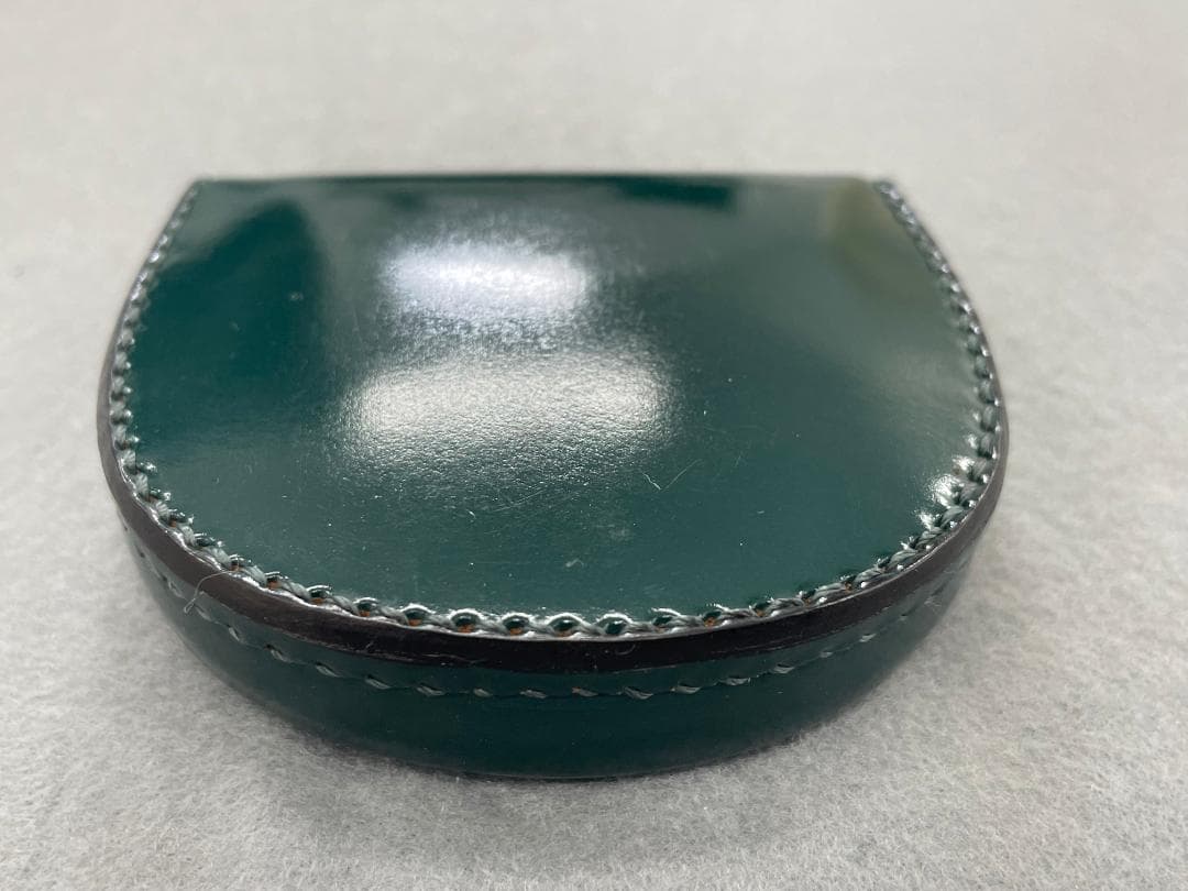 【未使用】ケース　コードバン　馬蹄形　小銭入れ　ダークグリーン