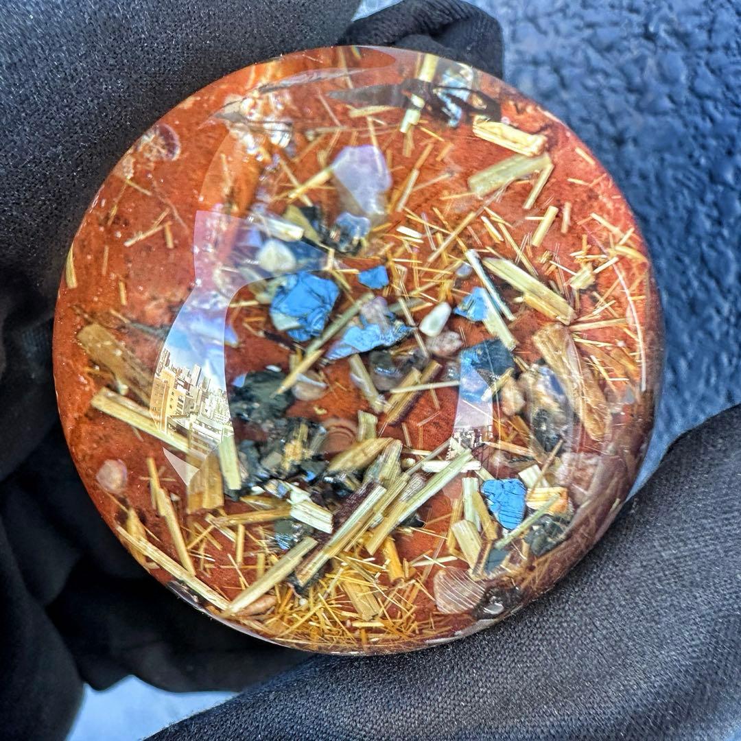 金運❗️レインボー☆タイチンルチル パイライト共生 ガーデンクォーツ丸玉A1319