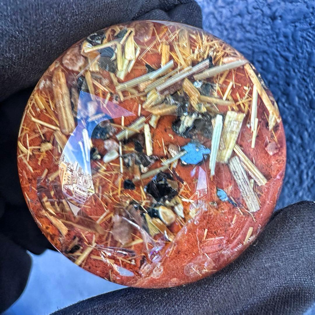 金運❗️レインボー☆タイチンルチル パイライト共生 ガーデンクォーツ丸玉A1319