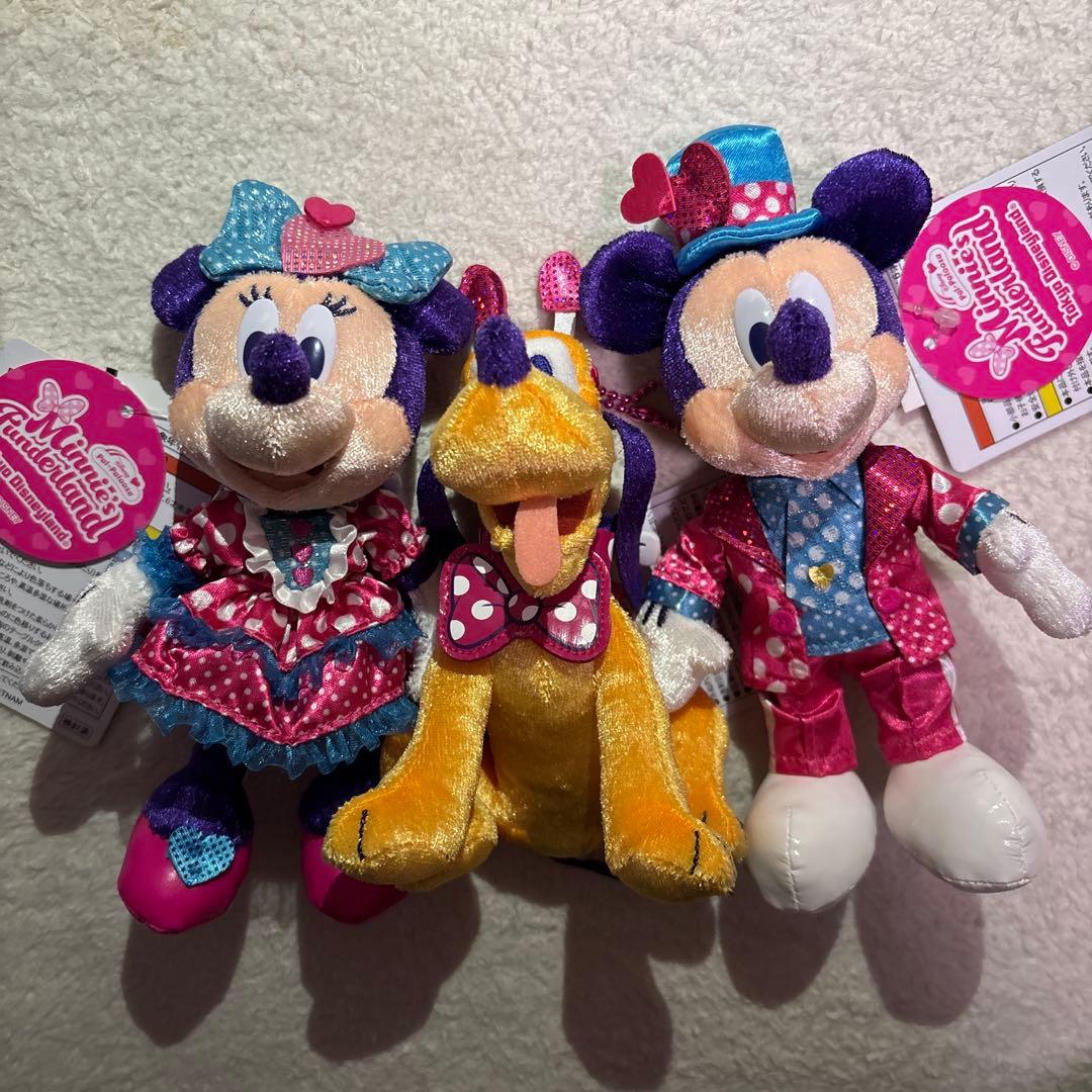 も*ち様 ディズニーパルパルーザ　ミニーのファンダーランド　ぬいぐるみバッジ3点