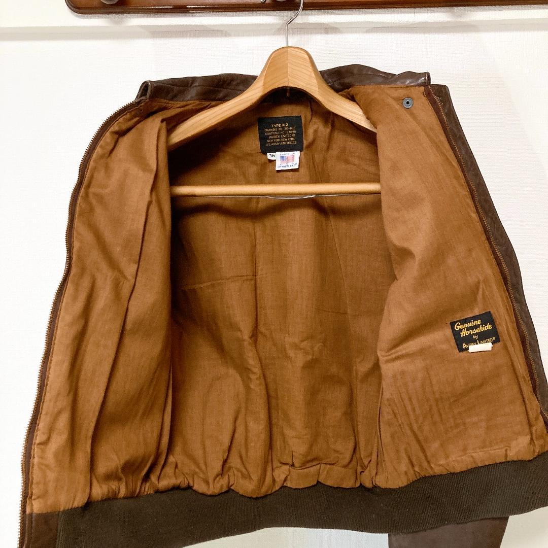 AVIREX A-2 フライトジャケット 馬革 ホースハイド ブラウン 36