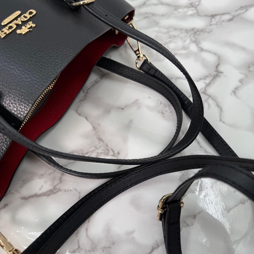 コーチ トートバッグ モリー 2way クロスボディ レザー ブラック 金金具