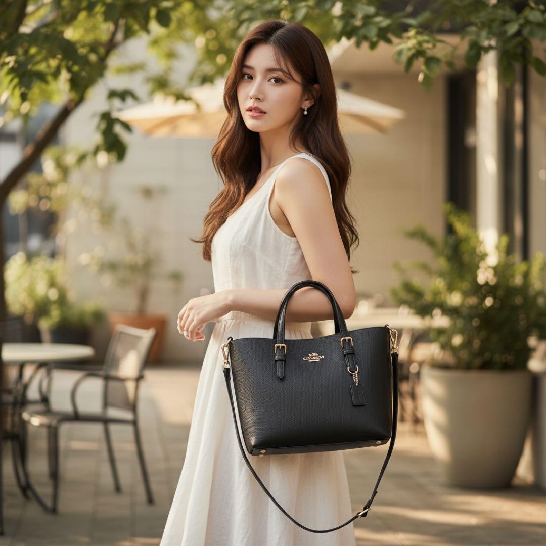 コーチ トートバッグ モリー 2way クロスボディ レザー ブラック 金金具