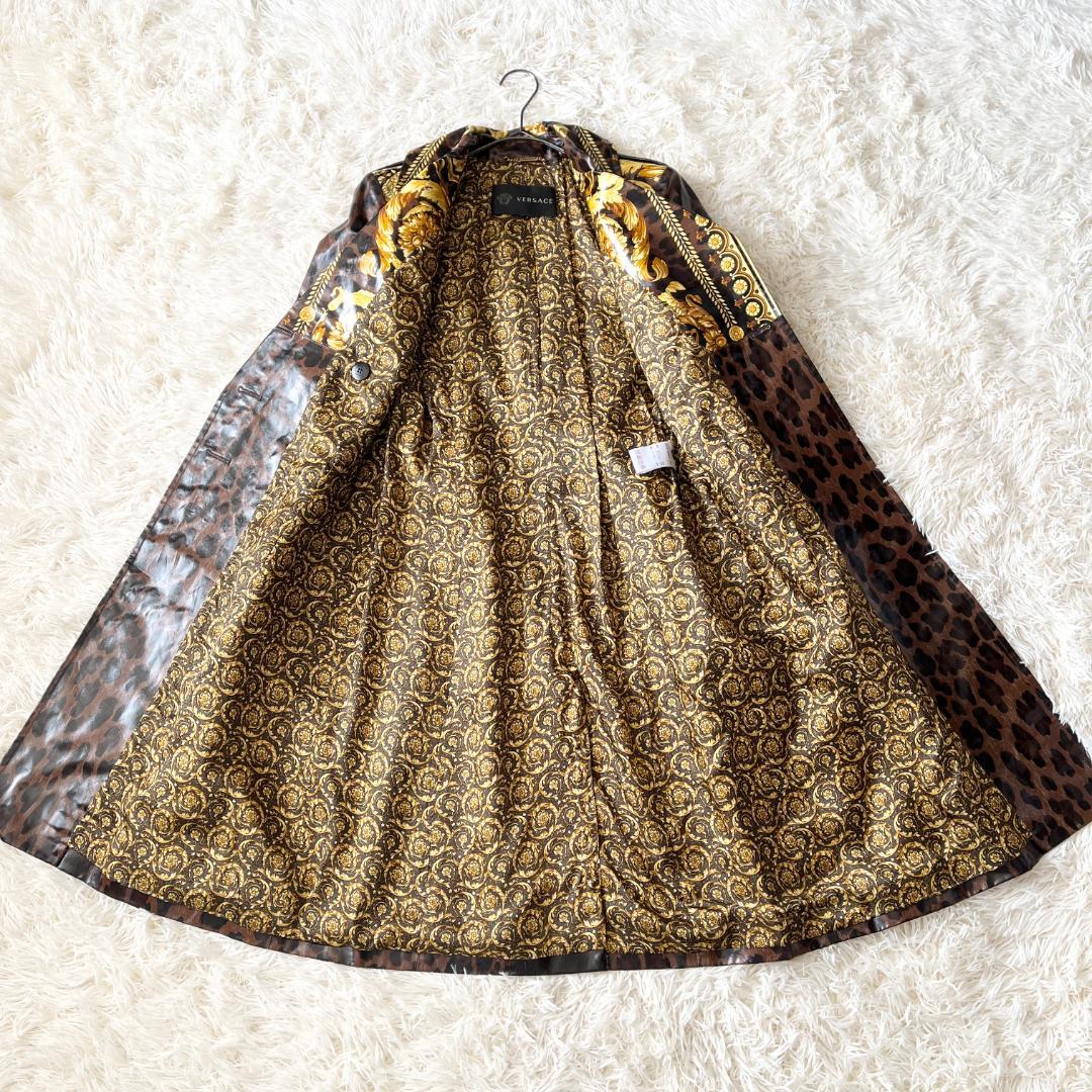 38★VERSACE バロック×レオパード ベルト付 トレンチコートレインコート