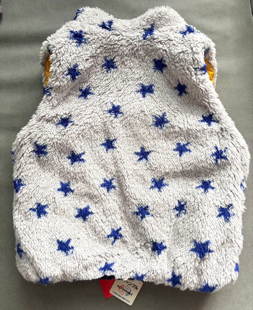 ミキハウス90cm ダウンベスト イエロー/ネイビー 新品タグ付き