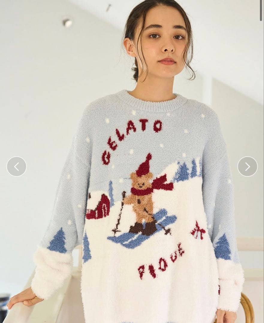 ジェラピケ ルームウェア 【HOLIDAY】スキーベアジャガードプルオーバー