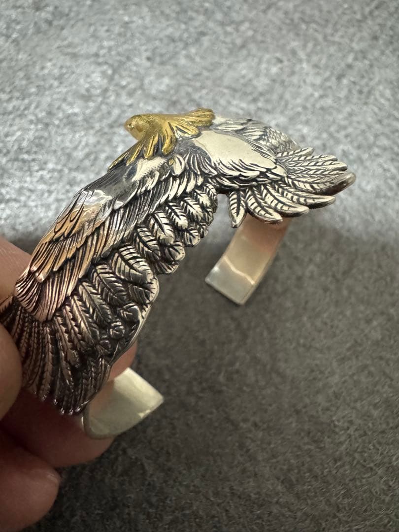 シルバー925素材　イーグルバングル　925 フェザーバングル