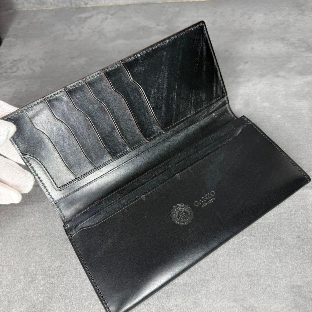 【付属品完備】ガンゾ エイボン ブライドルレザー 長財布 小銭入れ付き ブラック