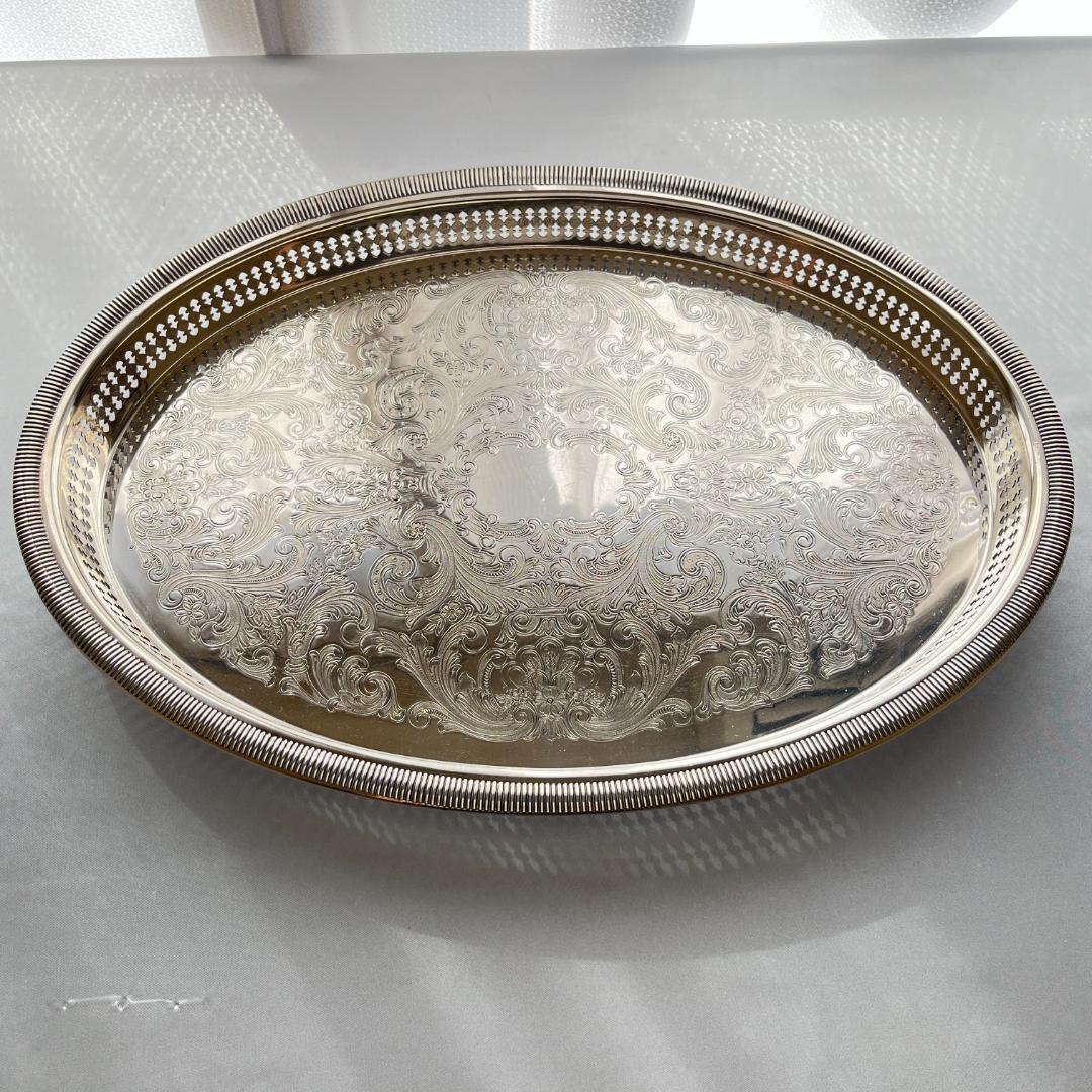 【RODD】ギャラリートレー オーバル型 47cm 【シルバープレート】 大盤
