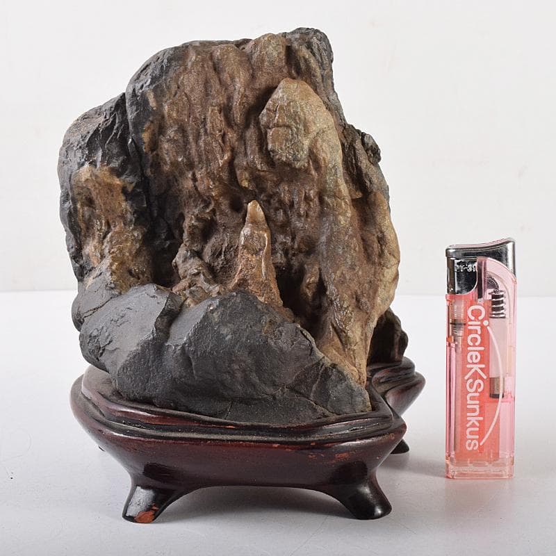 AAA　天然石　岩屋観音　仏像　置物　共箱　題字　清石山人　F　R8553