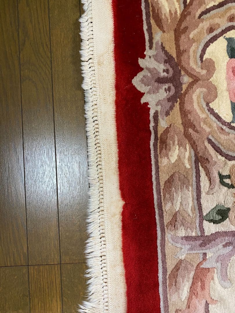 393 最高級手織り中国製ウール100% 緞通ラグ 約265cm × 263cm