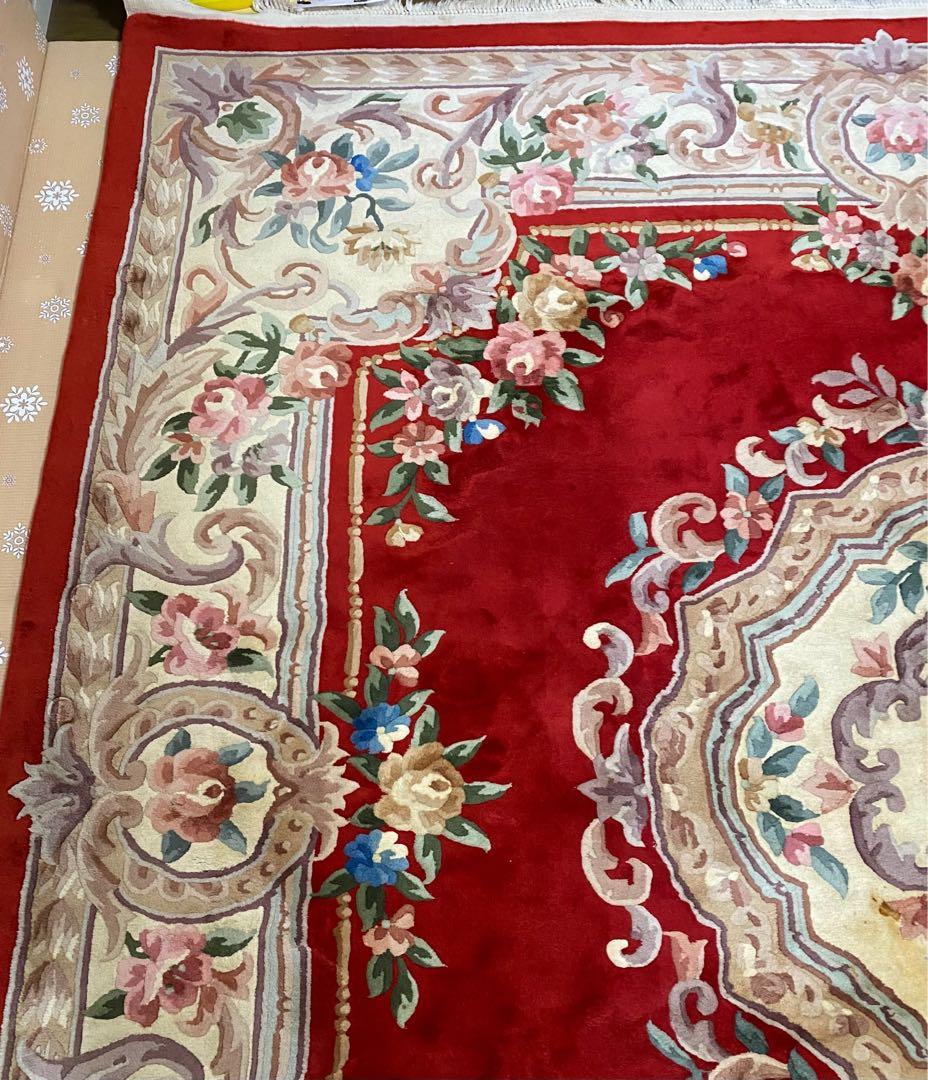 393 最高級手織り中国製ウール100% 緞通ラグ 約265cm × 263cm