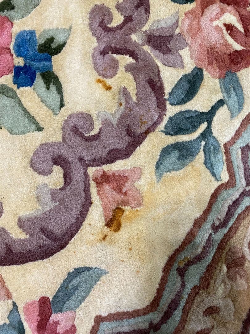 393 最高級手織り中国製ウール100% 緞通ラグ 約265cm × 263cm