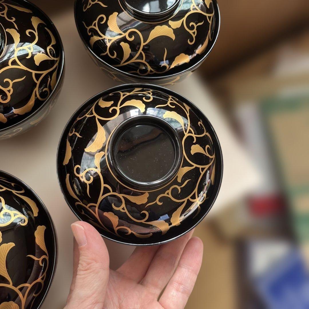 【山田平安堂】　吸物椀揃　(5客組・桐箱入）