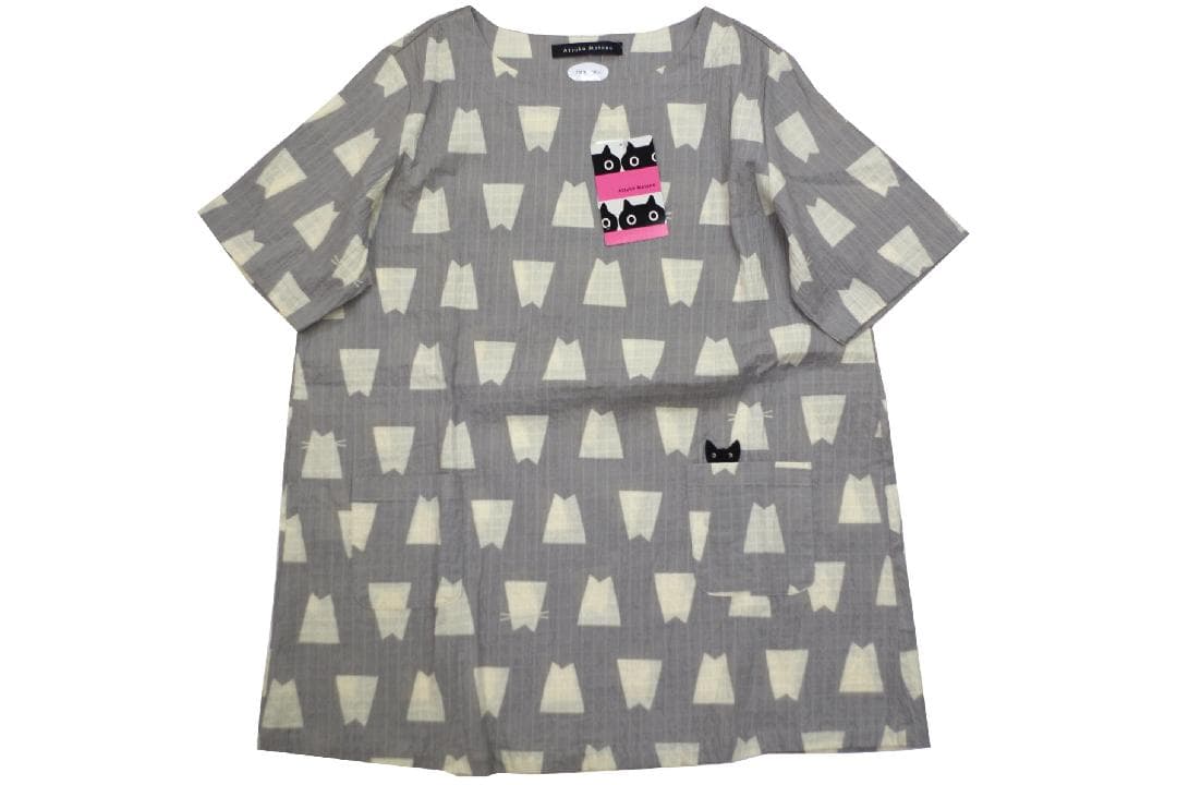 【新品】マタノアツコ/ワコール　春夏シャーリングパジャマ（M)　ひょっこり黒猫