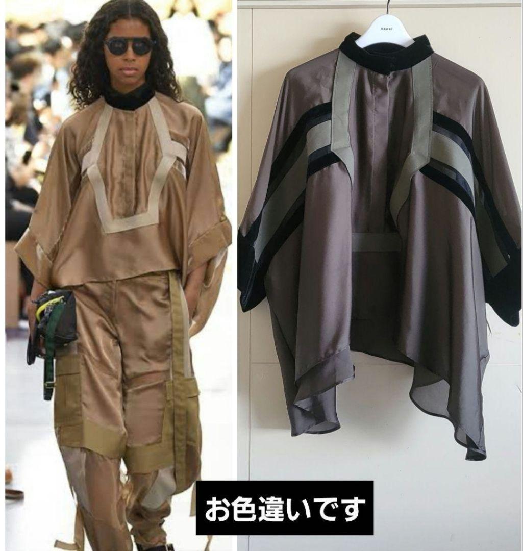 sacai ベロア切り替え KIMONOスリーブ ブラウス サイズ1