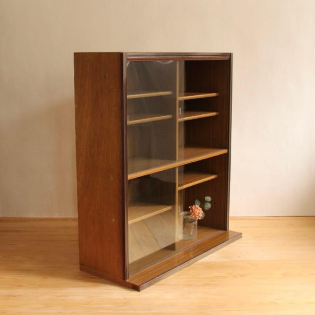 ガラス棚　本棚　収納棚　レトロ家具　古道具　古家具　ビンテージ