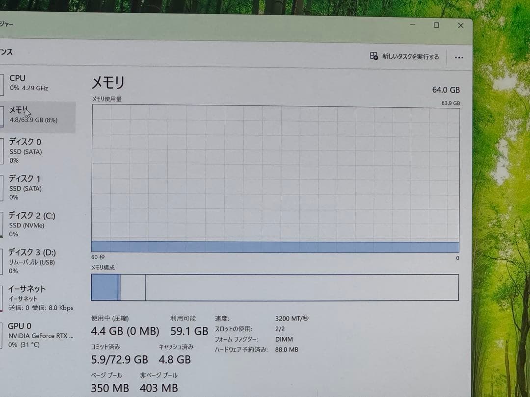 PATRIOT 32x2 64GB DDR4 3200MHz メモリー