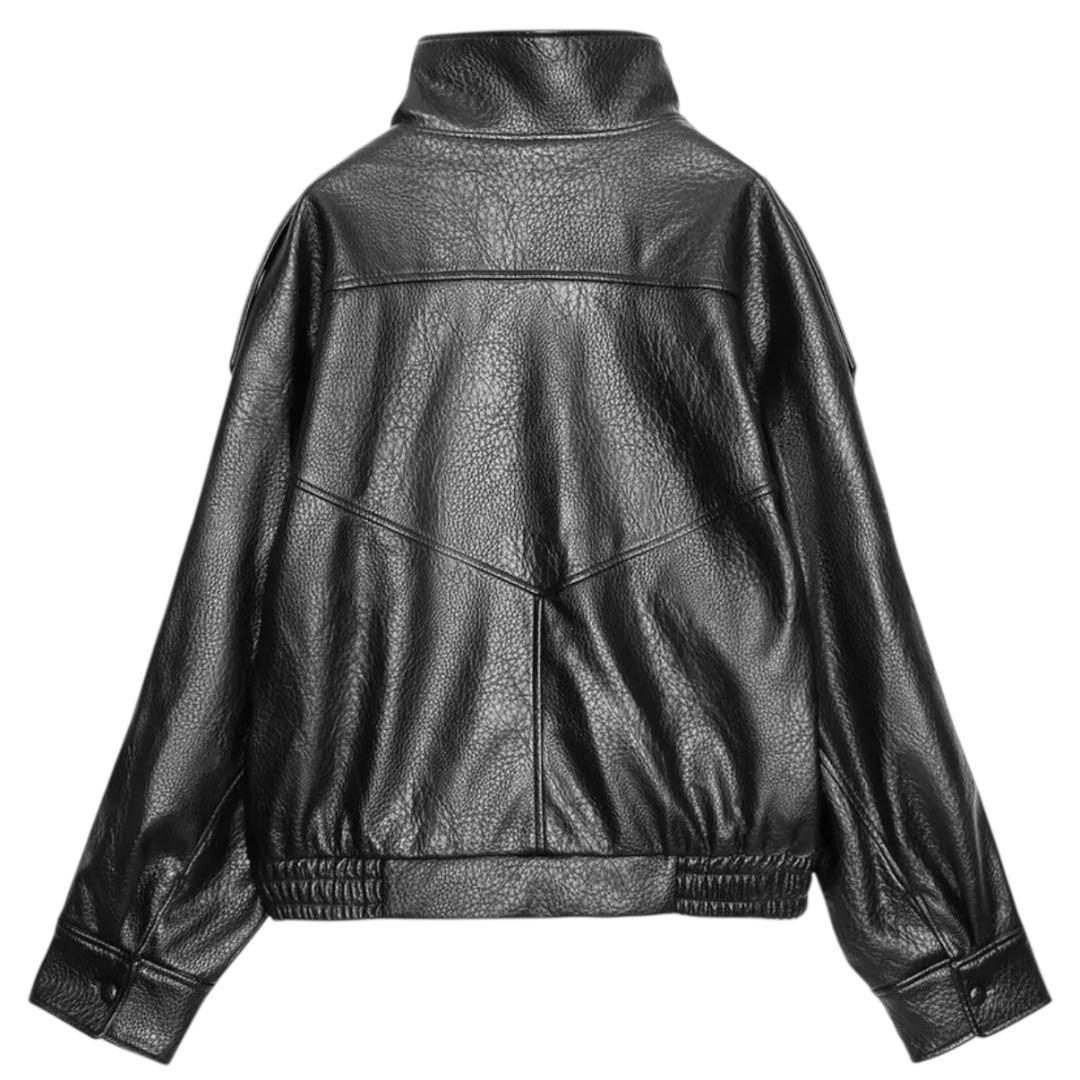 ZARA ザラ YSL風 フェイクレザーライダースジャケット ブラック