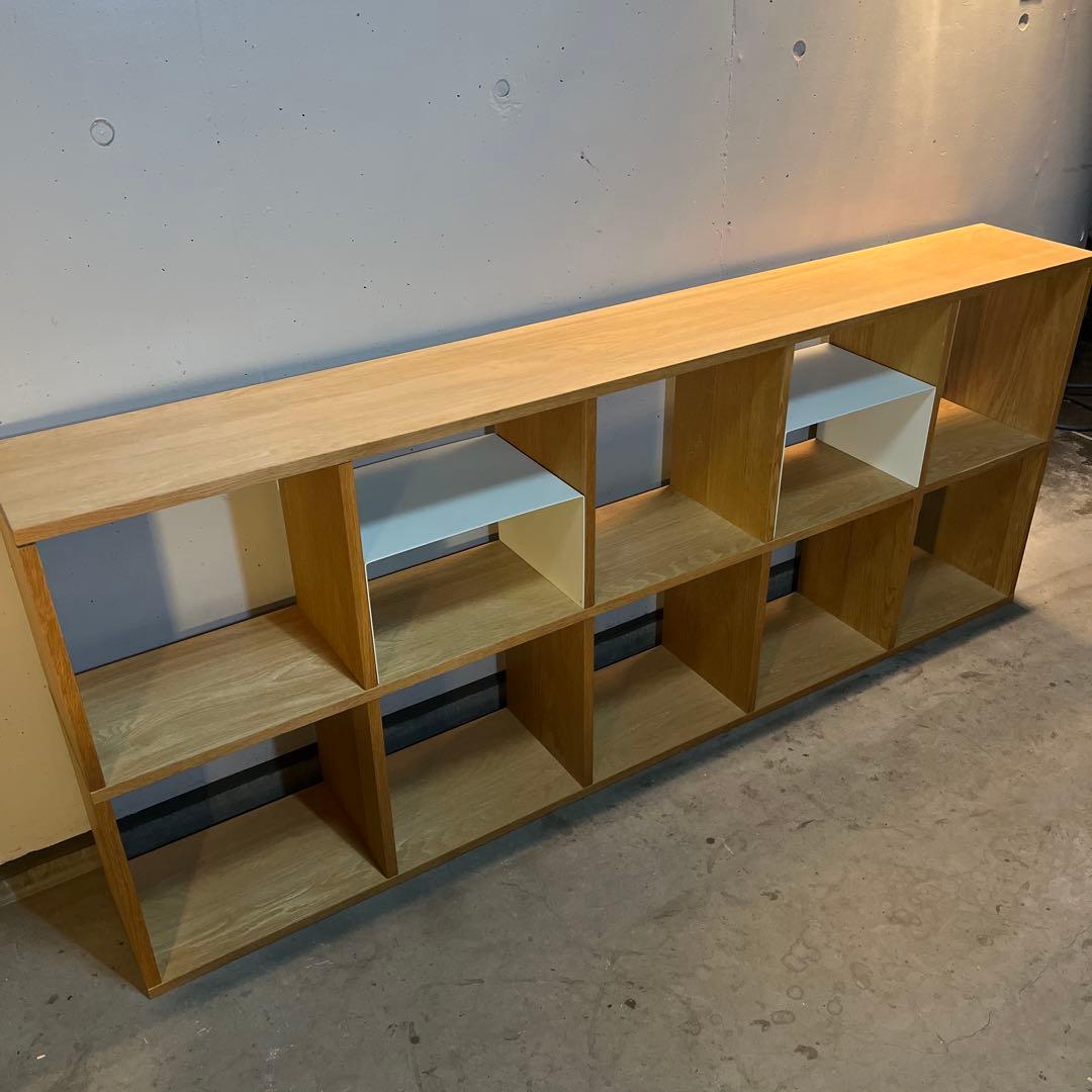 無印★スタッキングシェルフセット・５段×２列・オーク材 コの字棚２個付