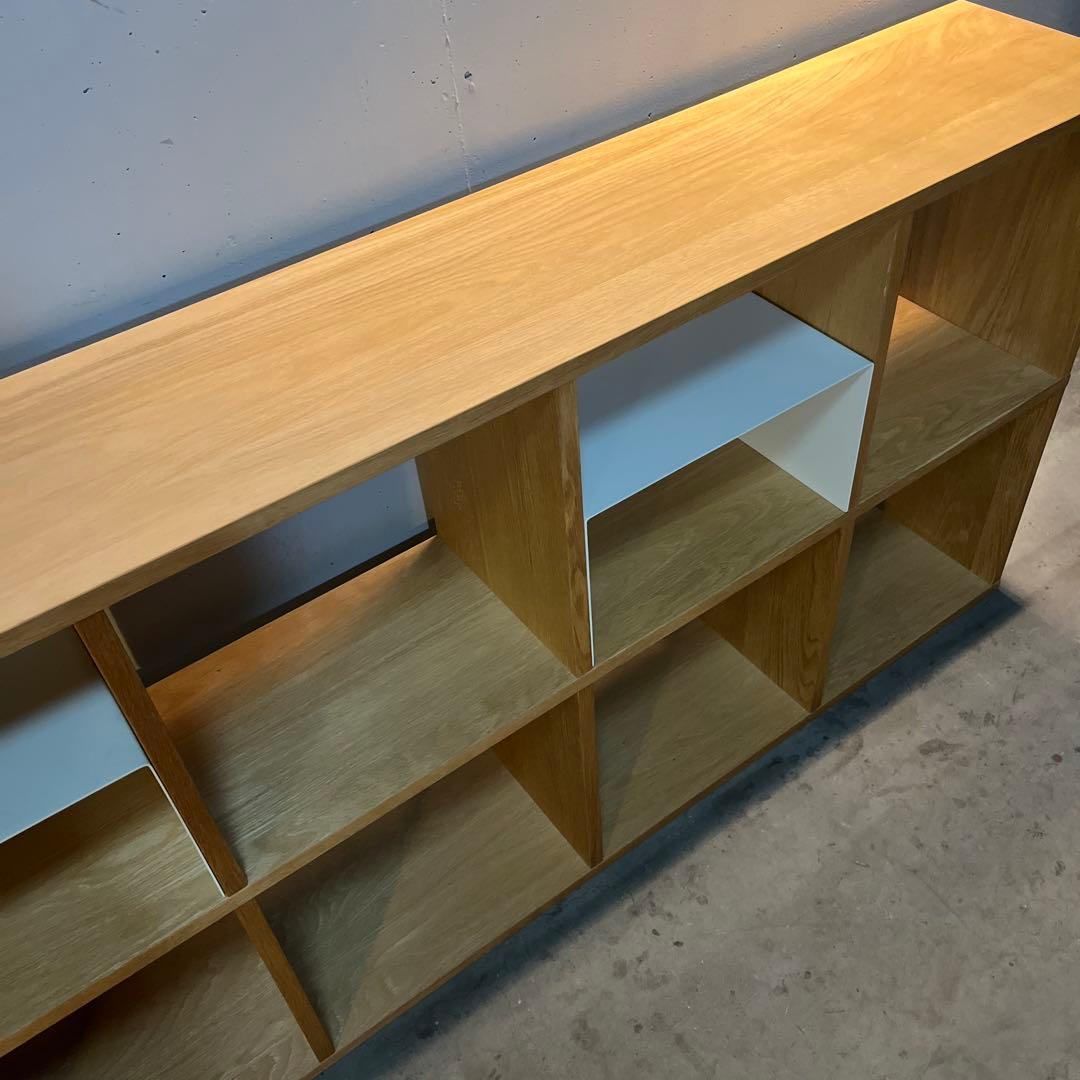 無印★スタッキングシェルフセット・５段×２列・オーク材 コの字棚２個付