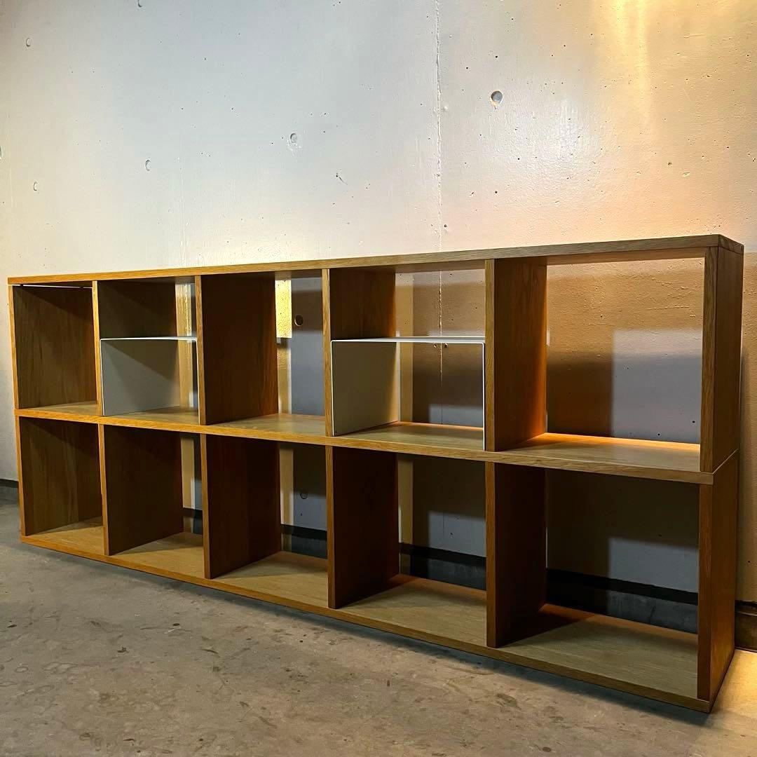 無印★スタッキングシェルフセット・５段×２列・オーク材 コの字棚２個付