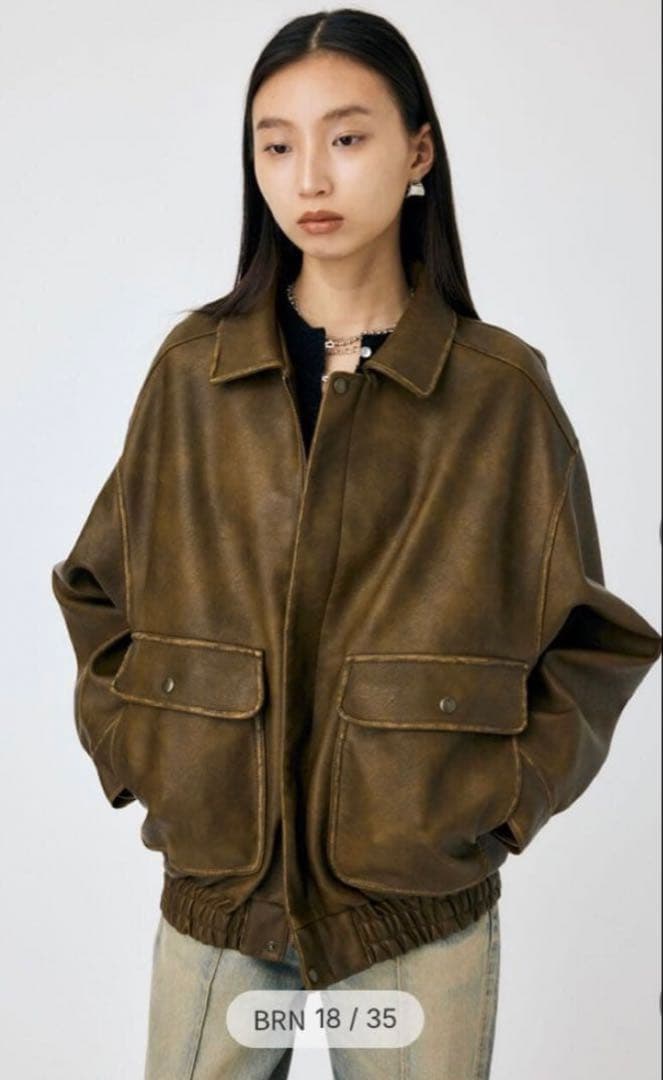 ジャケット・アウター moussy FAUX LEATHER A-2 FLIGHT JACKET