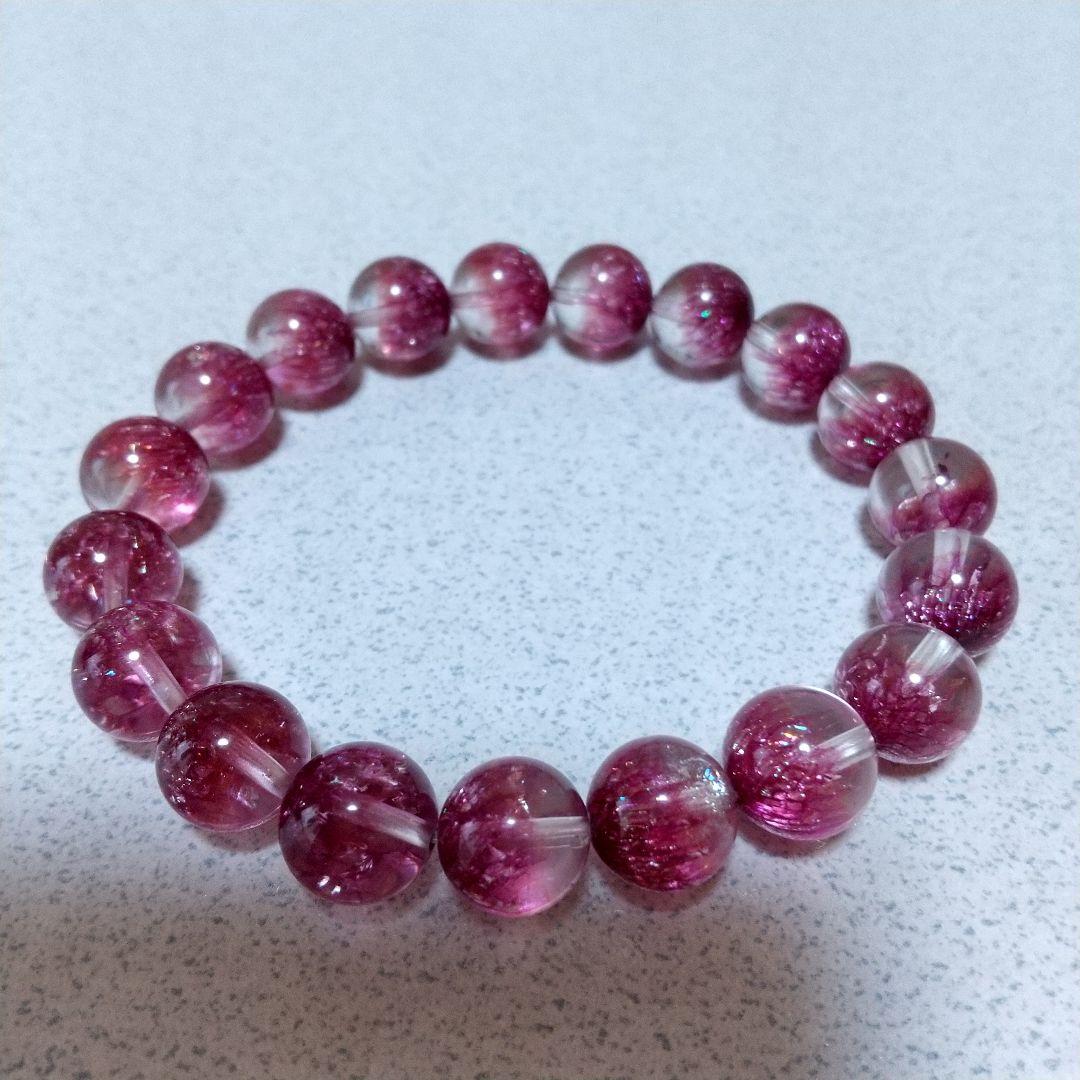 最終価格‼️花火石‼️スーパーセブンブレスレット（パープルレッド）虹入り