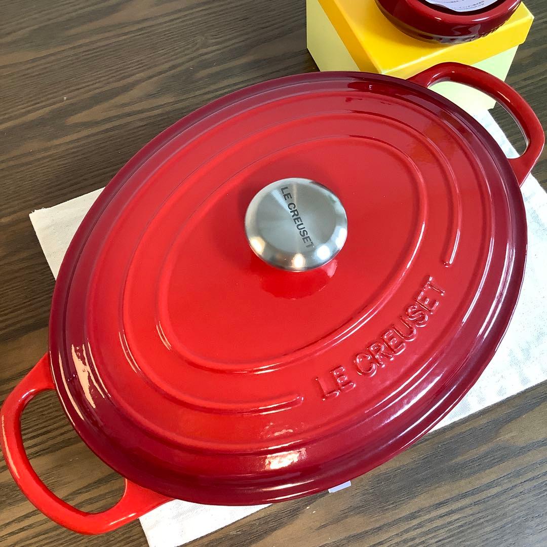 【新品未使用】ルクルーゼ　ココット・オーバル 鍋31cm レードルスタンド付き