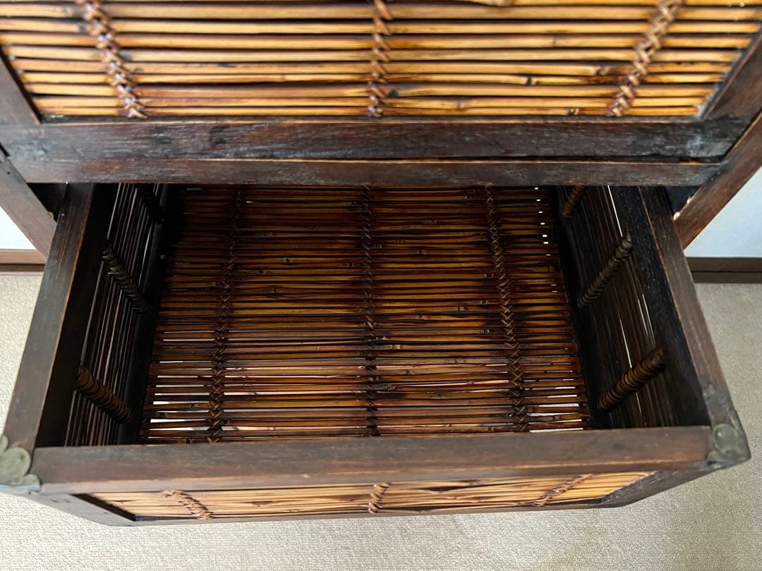 アジアン 竹 木製 チェスト 引き出し4段 ダークブラウン バリ インドネシア