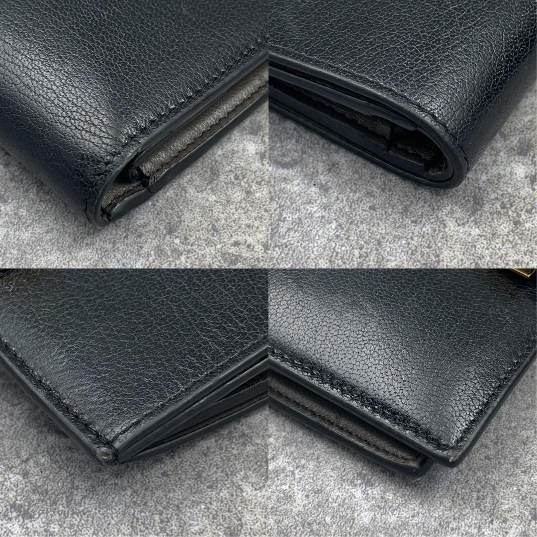【美品】GIVENCHY ジバンシー 折り財布 黒 ブラック オーブ レザー