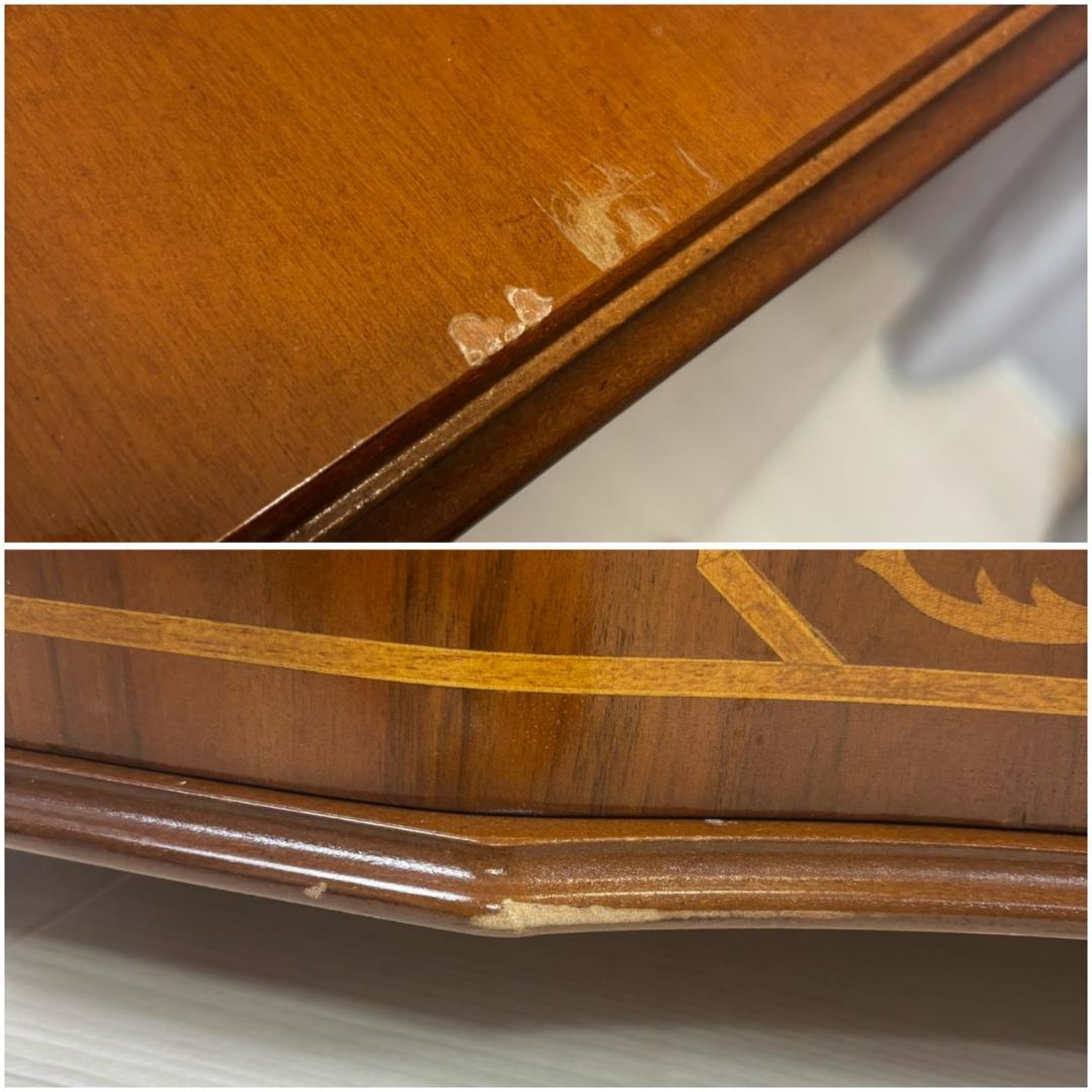 イタリア　象嵌細工　5段チェスト　丸脚