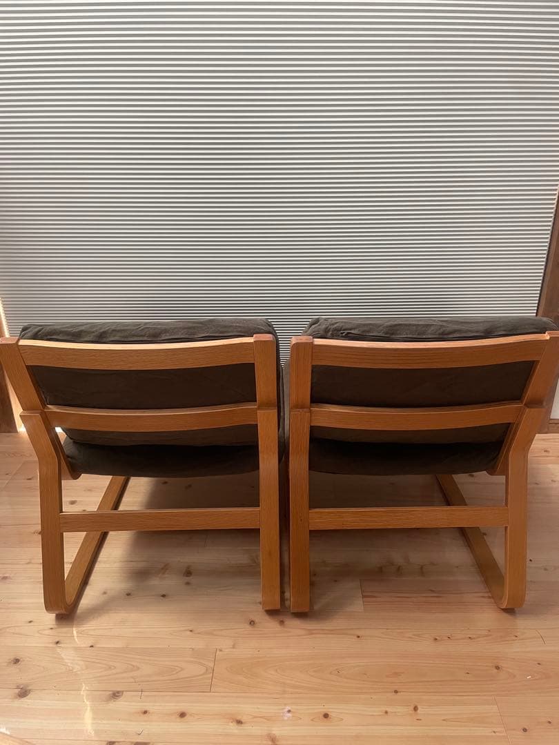 無印　リビングでもダイニングでもつかえるソファチェア　オーク材　カーキ　手渡し