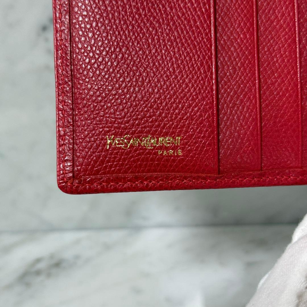 Yves Saint Laurent イヴサンローラン 二つ折り財布 赤 本革