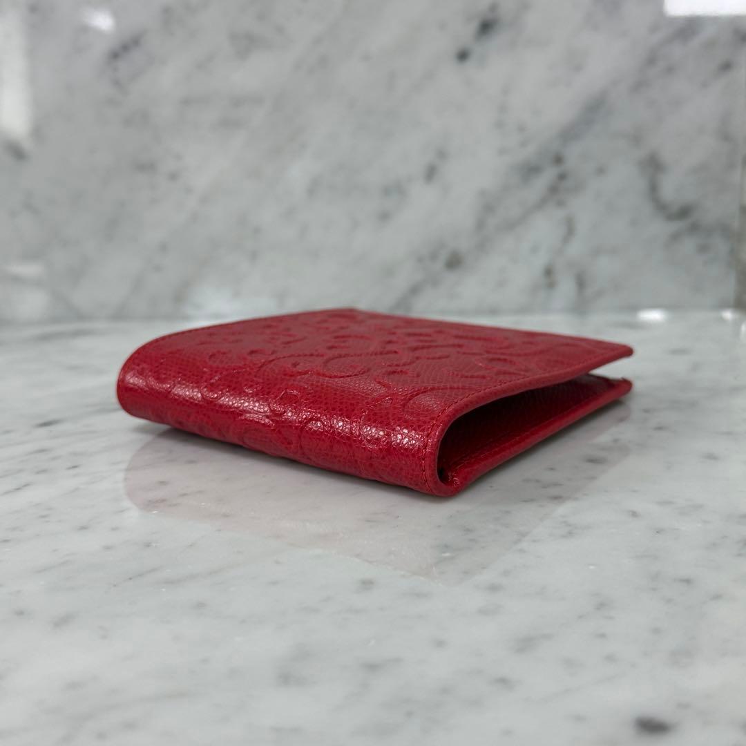 Yves Saint Laurent イヴサンローラン 二つ折り財布 赤 本革