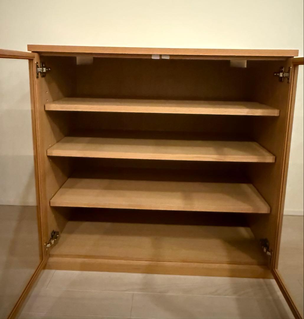 無印良品 本製キャビネット・ガラス扉・オーク材
