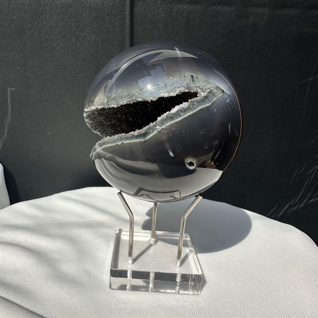 天然石グリーン瑪瑙の笑い口　置物　D.157