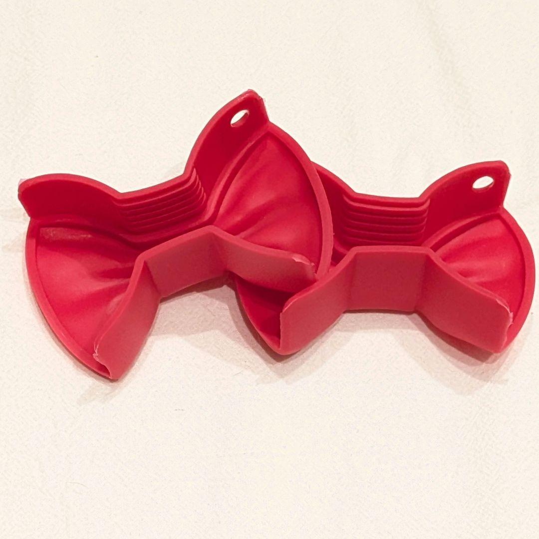 シリコン オーブン グローブ 鍋つかみ グリップ リボン 耐熱 レッド 赤