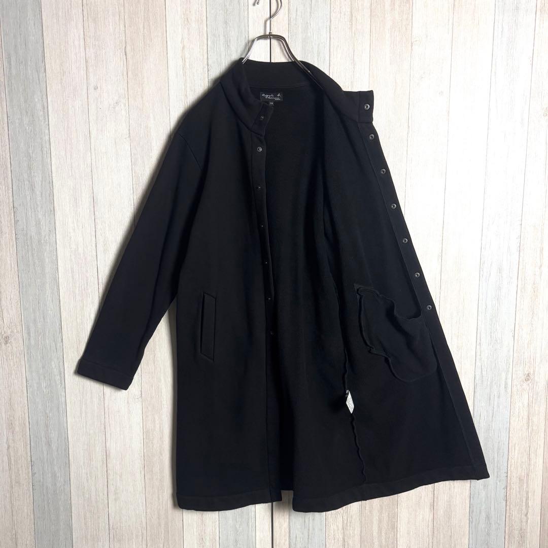 3280【希少デザイン・美品】アニエスベー スタンドカラー ロングコート