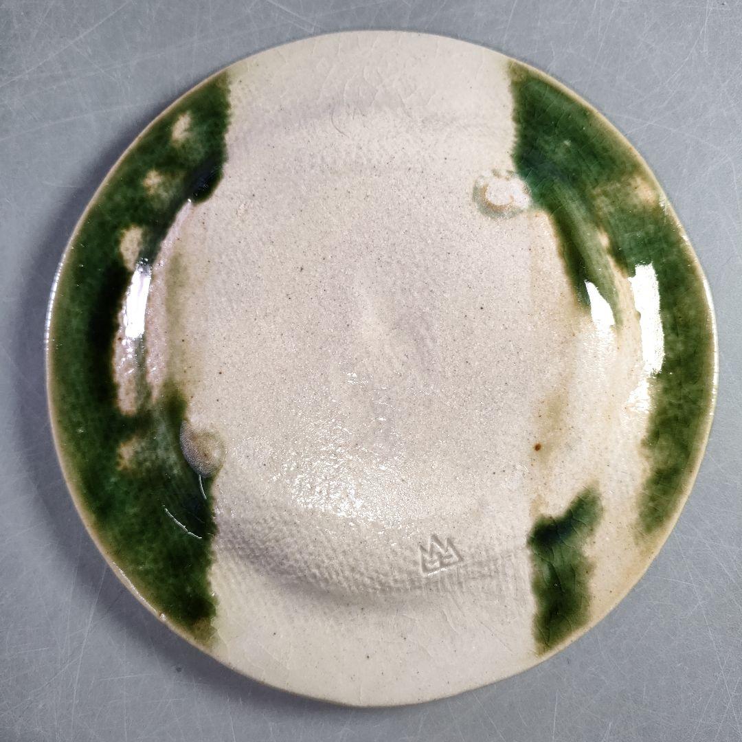 A1207-3/織部焼/加藤光右衛門 造/織部土有粗文字銘々皿5客/共箱/飾皿/