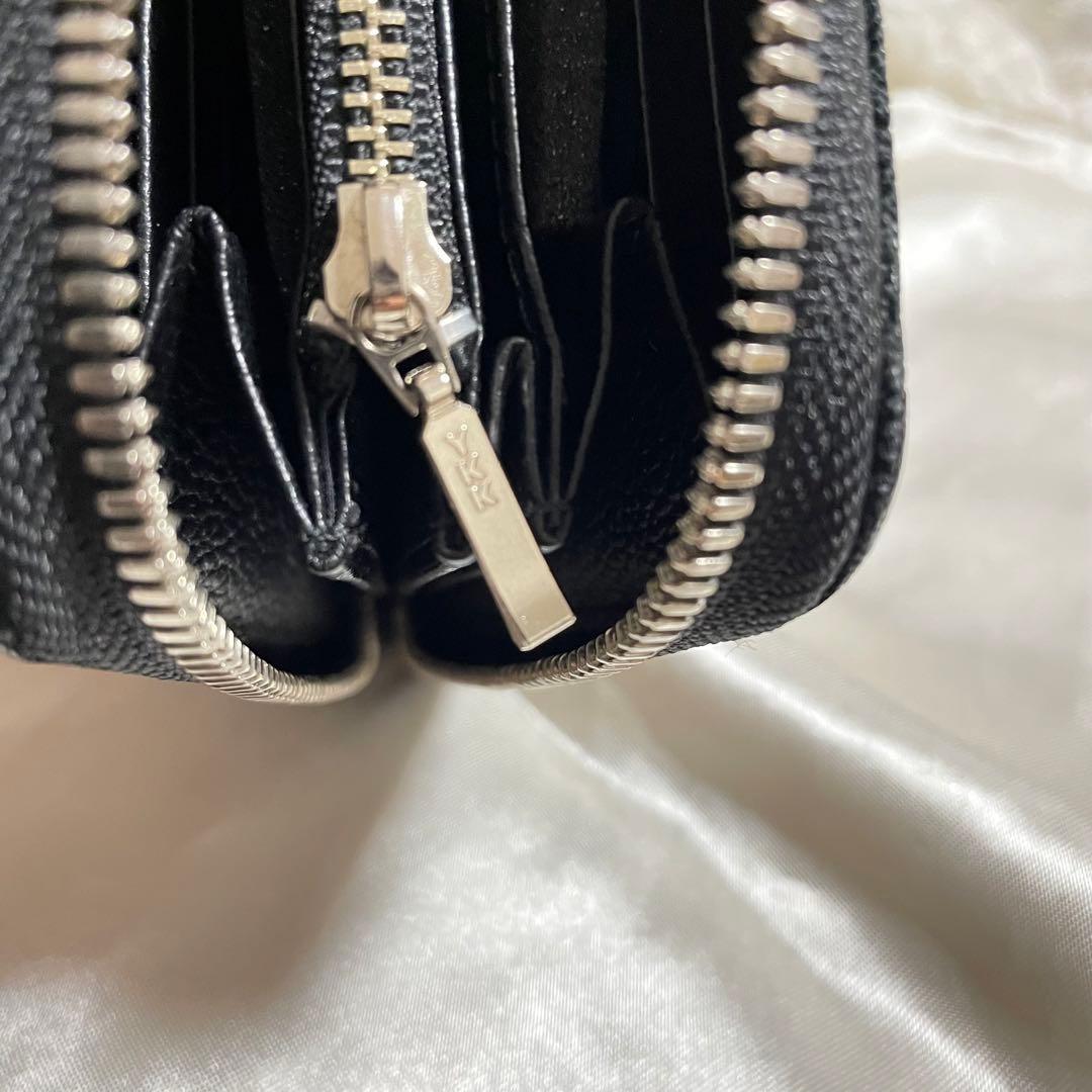 JRA認定　象革 象皮 エレファントレザー ラウンドジップ 本革　長財布　黒