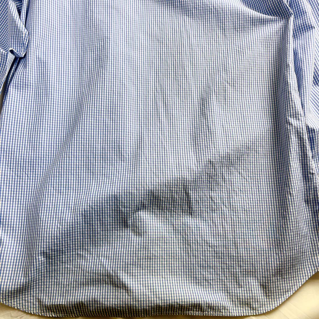 【美品】PRADA プラダ XL〜XXLギンガムチェック シャツ ブルー 45