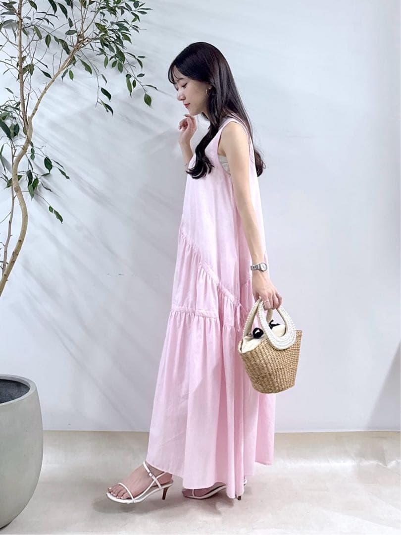 La boutique BonBon リボンリネンミックスワンピース 38サイズ