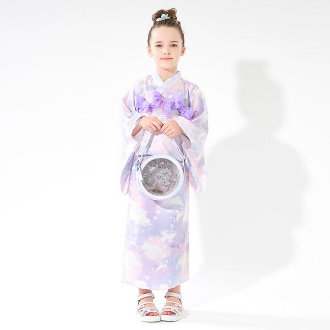 mezzo piano ユニコーンスカイ柄浴衣　新品未使用　130サイズ