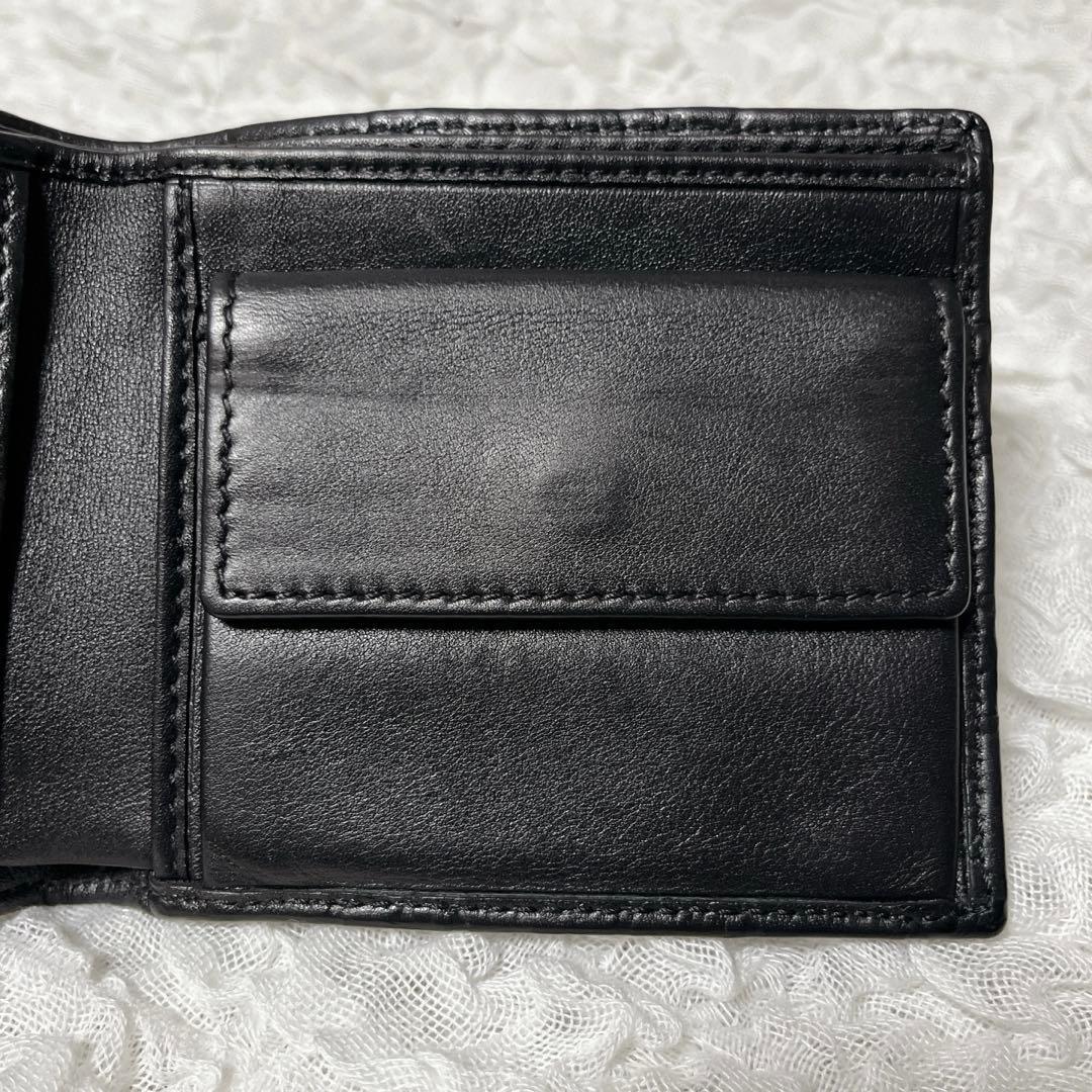 極美品✨GUCCI ブラックレザー 二つ折り財布　グッチ　シマ　GG ウォレット