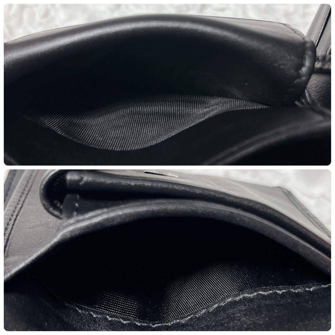 極美品✨GUCCI ブラックレザー 二つ折り財布　グッチ　シマ　GG ウォレット