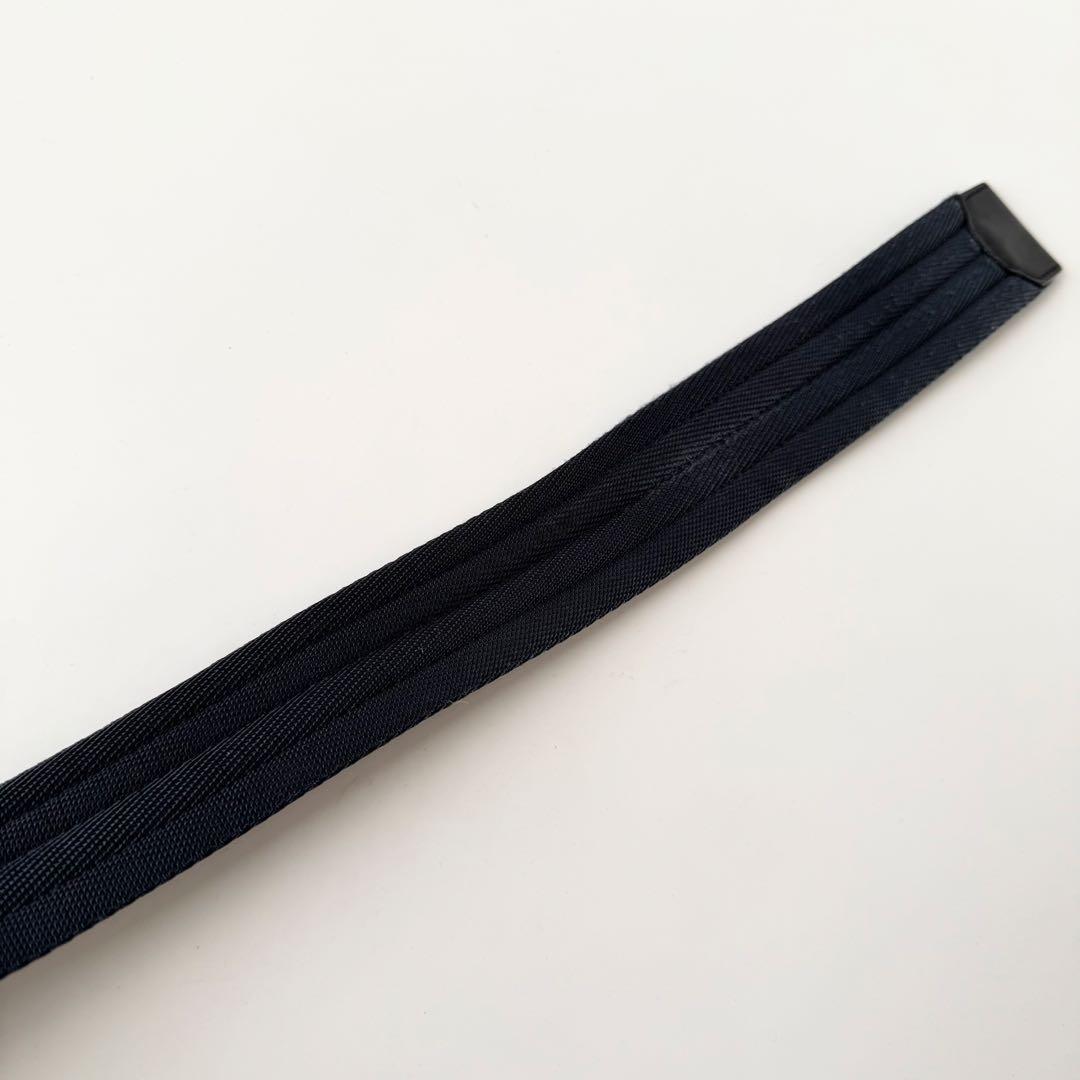 【美品】プラダ ガチャベルト ロゴバックル シルバー金具 フリーサイズ ネイビー
