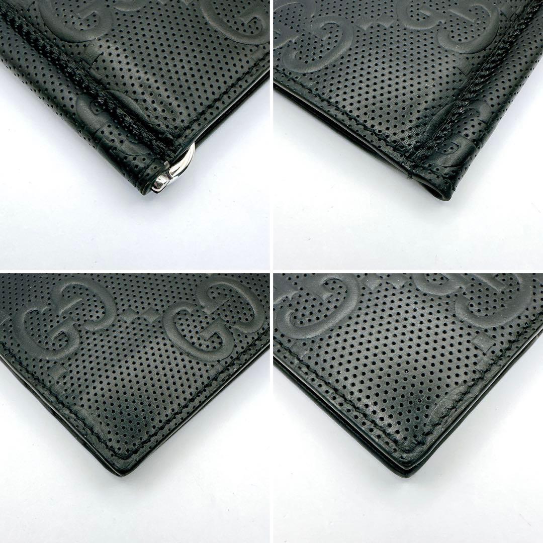 美品　グッチ マネークリップ 札入れ GGエンボス デカロゴ ブラック 黒　希少